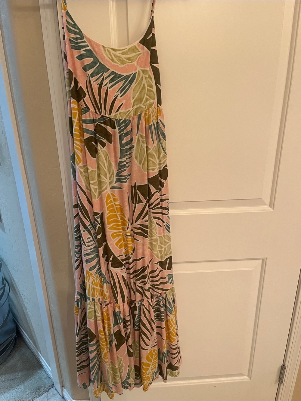 Dress Forum Pink Tropical Leaf Print Maxi Dress